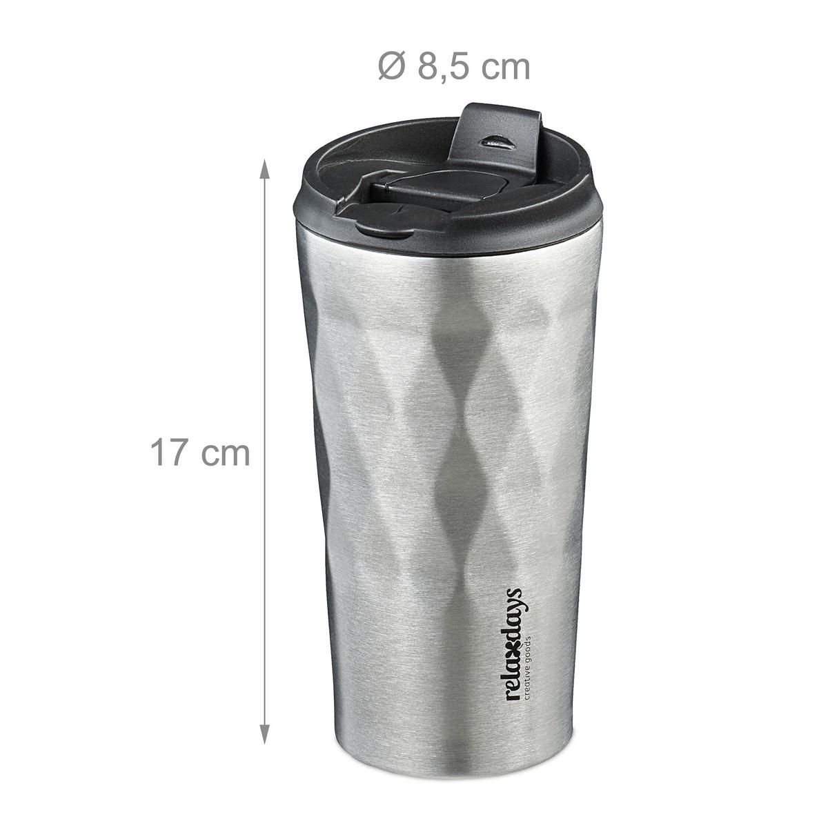 THERMOBECHER - Silberfarben, Kunststoff/Metall (0.35L) - Relaxdays