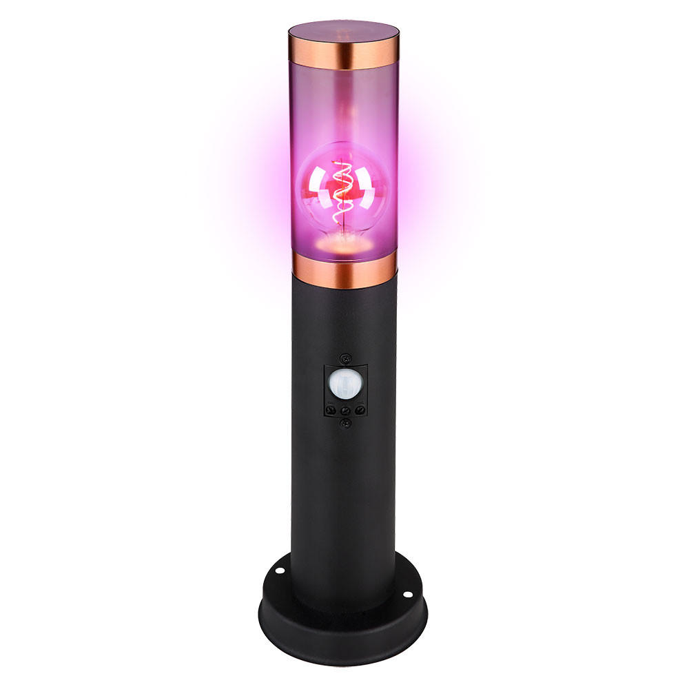 LED SOCKELLEUCHTE Edelstahl Schwarz - Schwarz, Metall (7.6/7.6/45cm) - Globo Lighting