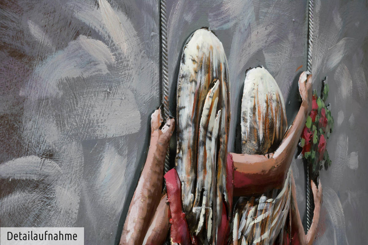 METALLBILD Taupe 80/60 cm - Rot/Grau, Metall (80/60cm) - KUNSTLOFT