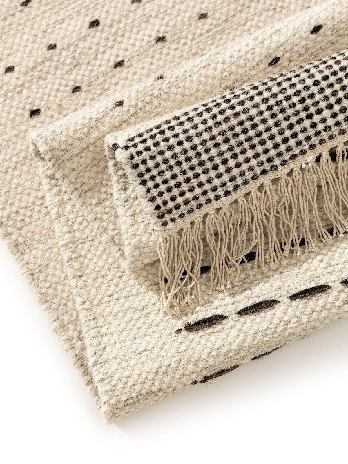 WOLLTEPPICH Bahati Schwarz/Weiß 120x170 cm - Schwarz, Textil (120/170cm) - benuta Pop