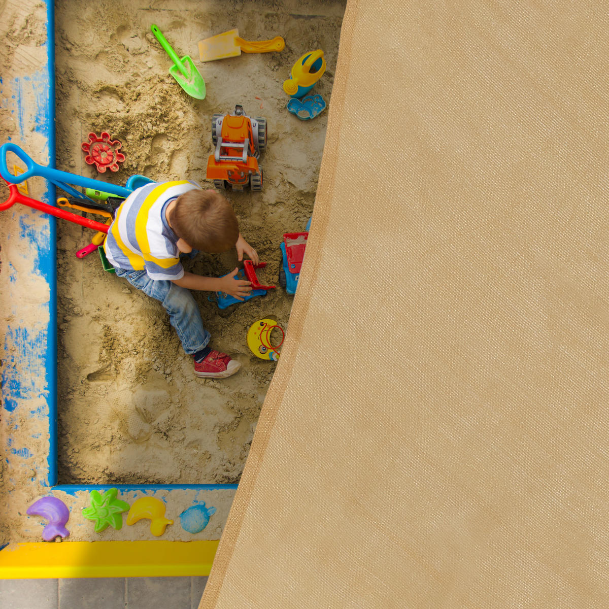 SONNENSEGEL - Beige, Kunststoff/Metall (163/200cm) - Relaxdays