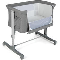 BABYBETT 3 in 1 Beistellbett Hellgrau - Dunkelgrau, Metall - COSTWAY