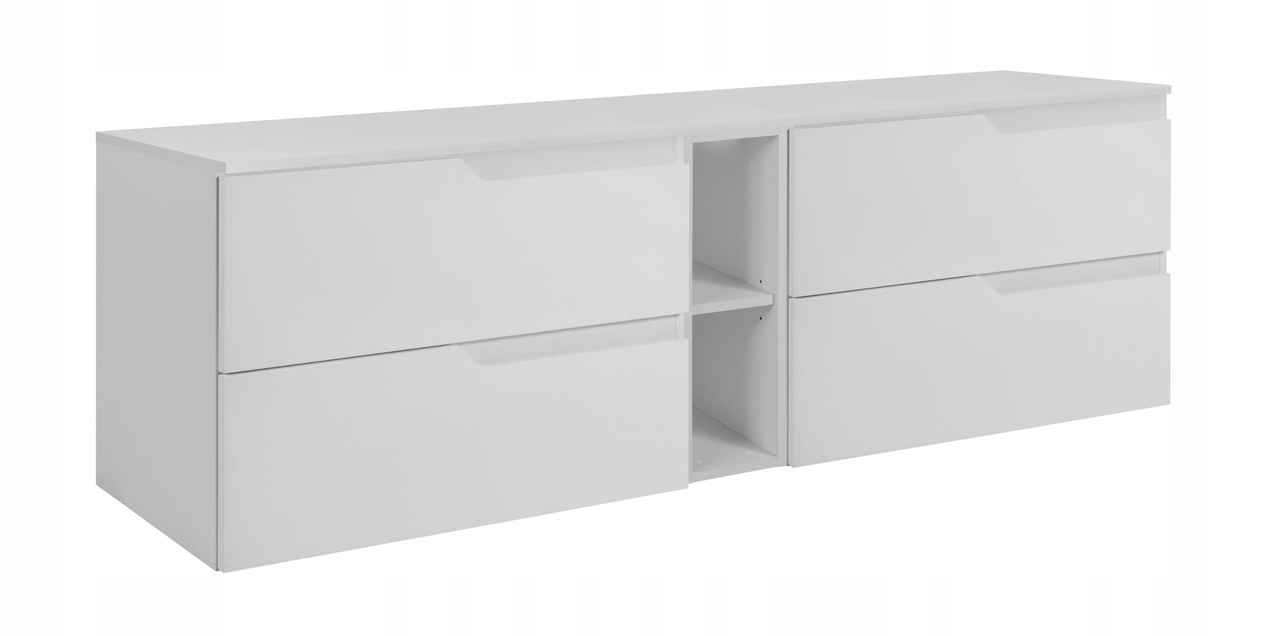 WASCHBECKUNTERSCHRANK MODERN 140 cm mit Arbeitsplatte Farbe: Weiß mit einem Regal Farbe: Weiß - Weiß - Weiß, Holzwerkstoff (140/57/46cm) - Rodan