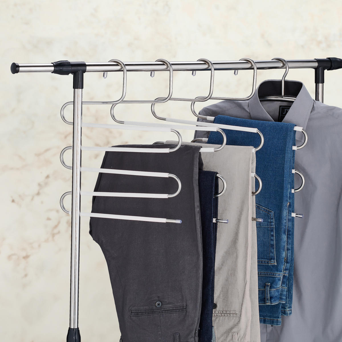 4XVEČNAMENSKI hlačnik - večbarvno, kovina/umetna masa (32.5/38/1cm) - Relaxdays