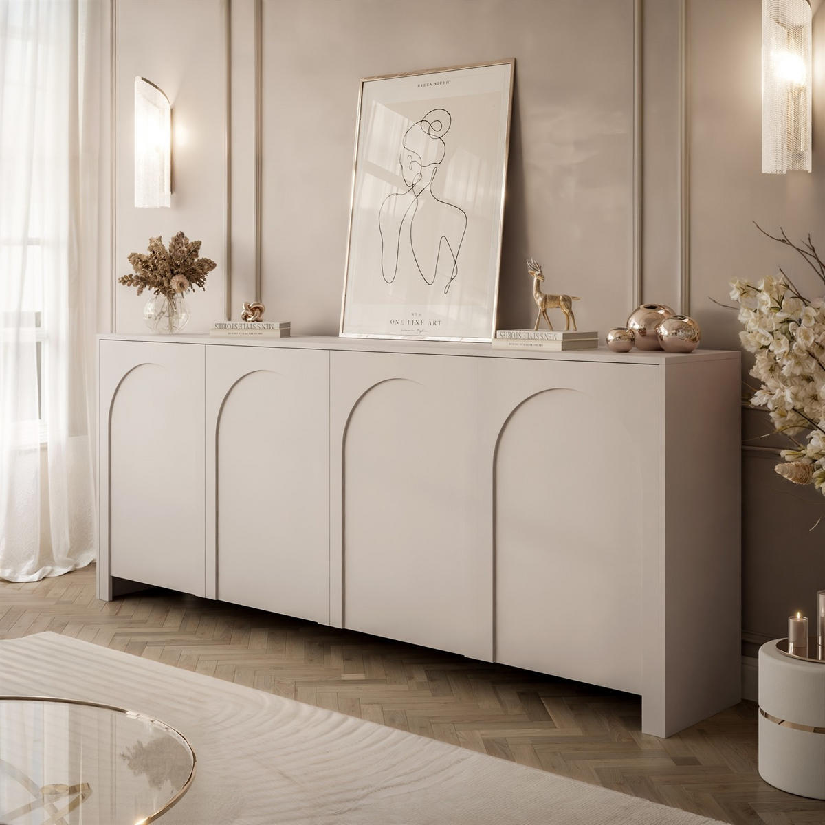 SIDEBOARDS ARIADNA Kaschmir viertürig - Kaschmir, Holzwerkstoff (204/83/35cm)