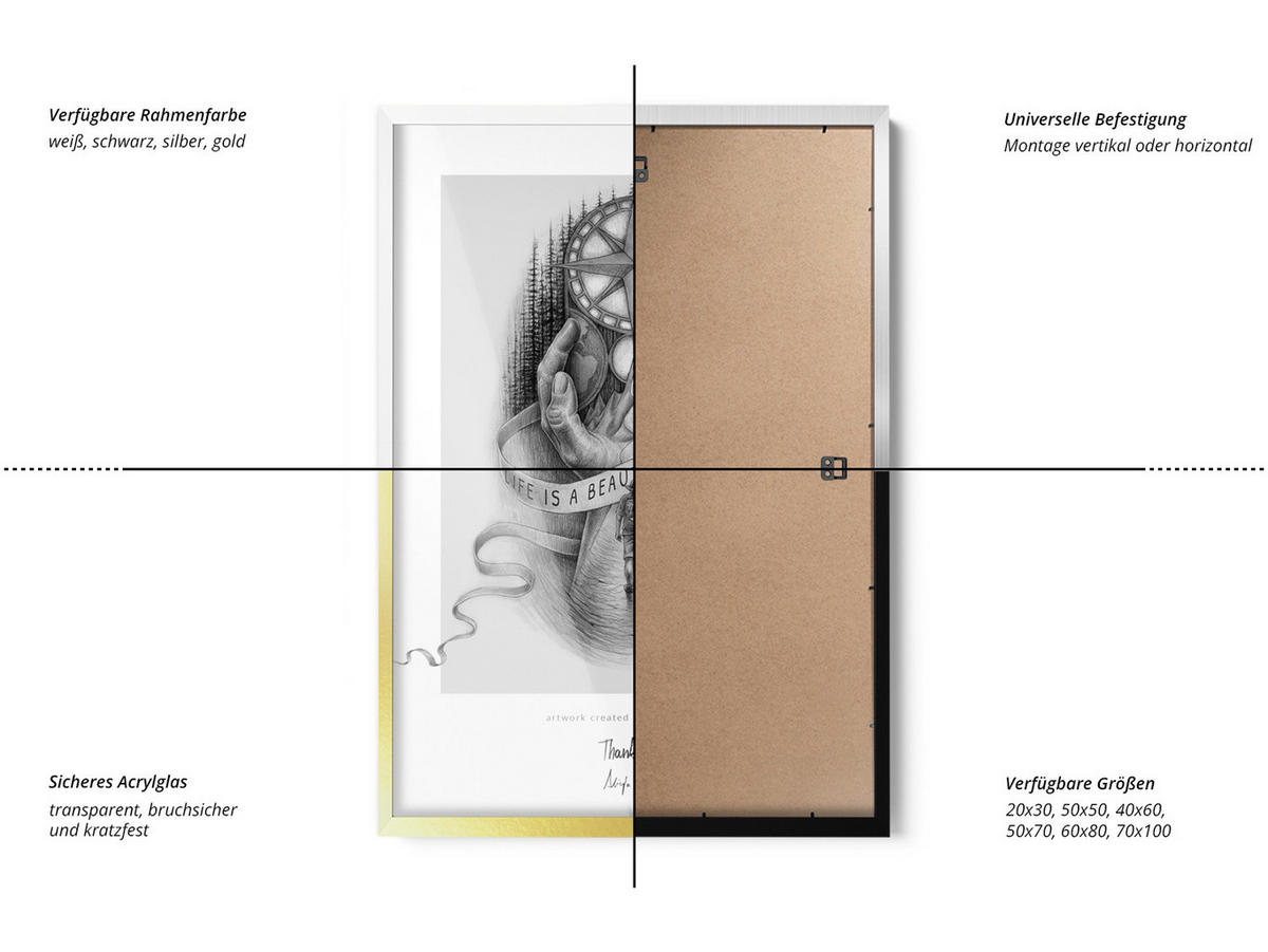 BILDERRAHMEN 20x30 cm Goldfarbig - Goldfarben, Kunststoff (22/32/1.3cm) - TULUP