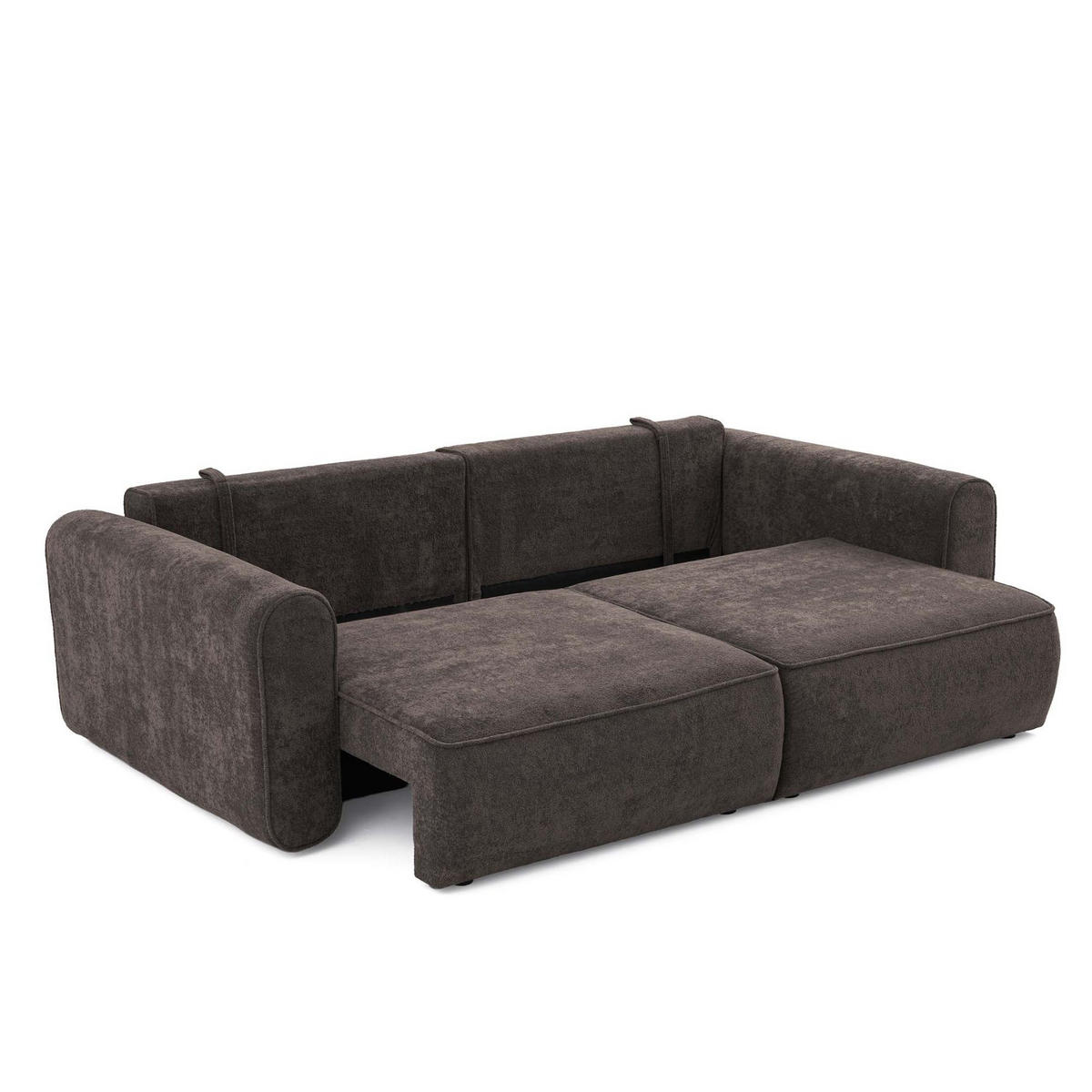 ECKSOFA MOTION mit Schlaffunktion 130x200 Webstoff Braun - Schwarz/Braun, Holz/Textil (250/166cm) - Muffo