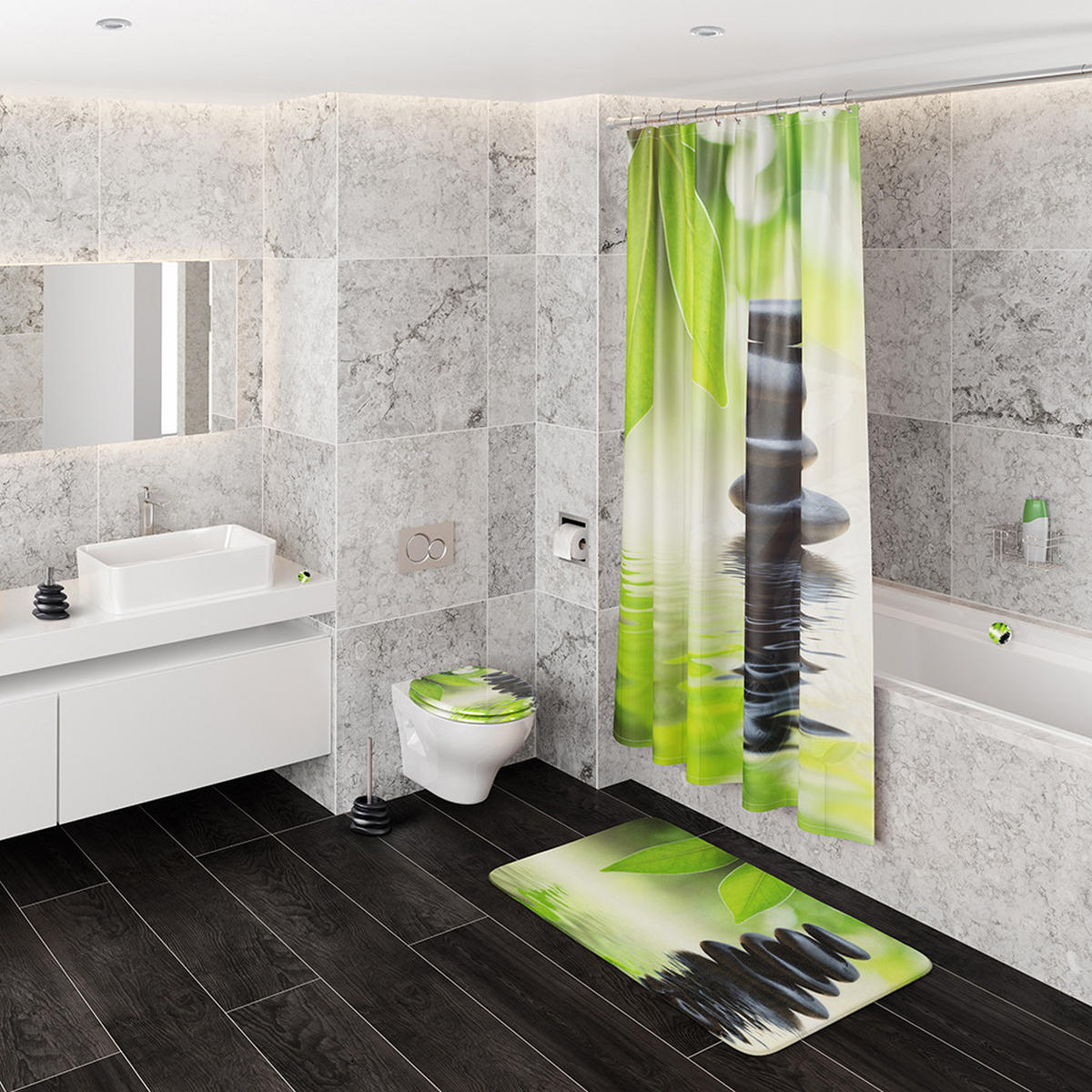 BADEWANNENKISSEN Harmony - Grün, Kunststoff (39/5.5cm) - Sanilo