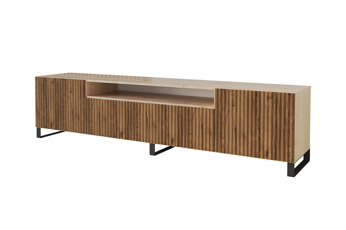 LOWBOARD NOA-2-S 200x53x41 cm - Artisan / Katania - Eiche Wotan/Schwarz, Holzwerkstoff (200/53/41cm) - ALTDECOR