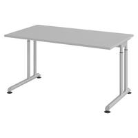 SCHREIBTISCH Serie-Z 80/140/74 cm in Grau/Silberfarben - Silberfarben/Grau, Holzwerkstoff (80/140/74cm) - bümö