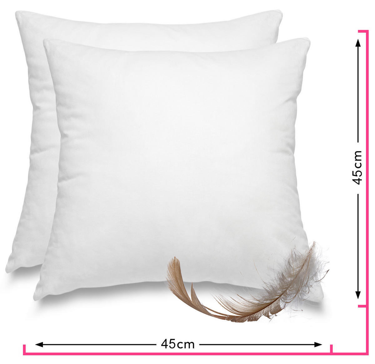 FEDERKISSEN 2er Set 100% Federn 45/45 cm Bezug aus 100% Baumwolle - Weiß, Textil (45/45cm) - wometo