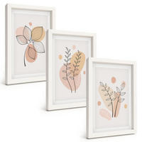 BILDER SET 3er Set - 20x30 cm Weißer Rahmen - Pastellfarbene Pflanzenzeichnungen - Weiß, Kunststoff (20/30cm) - TULUP