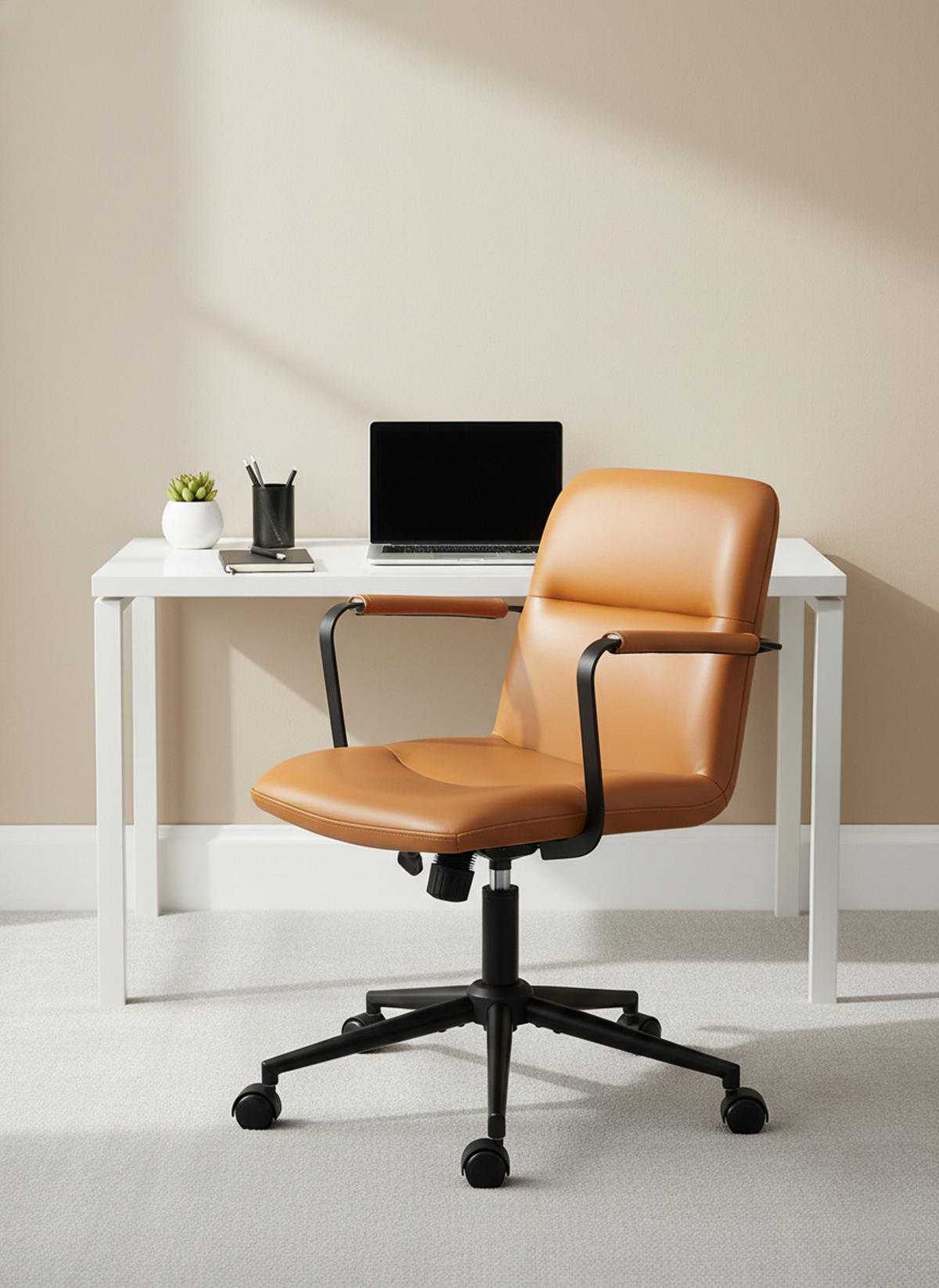 BÜROSTUHL Helix Echtleder braun - Schwarz/Braun, Leder/Metall (58/98/62cm) - TPFLiving