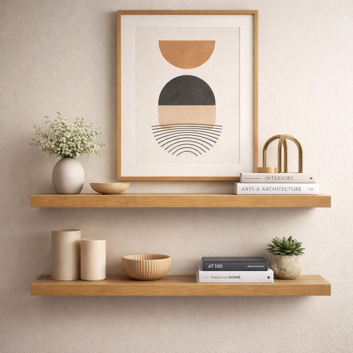 WANDREGAL Holzoptik Erlefarben 2er Set 60x20x4 cm - Erlefarben, Holzwerkstoff/Metall (20/3.8/60cm) - Begryf