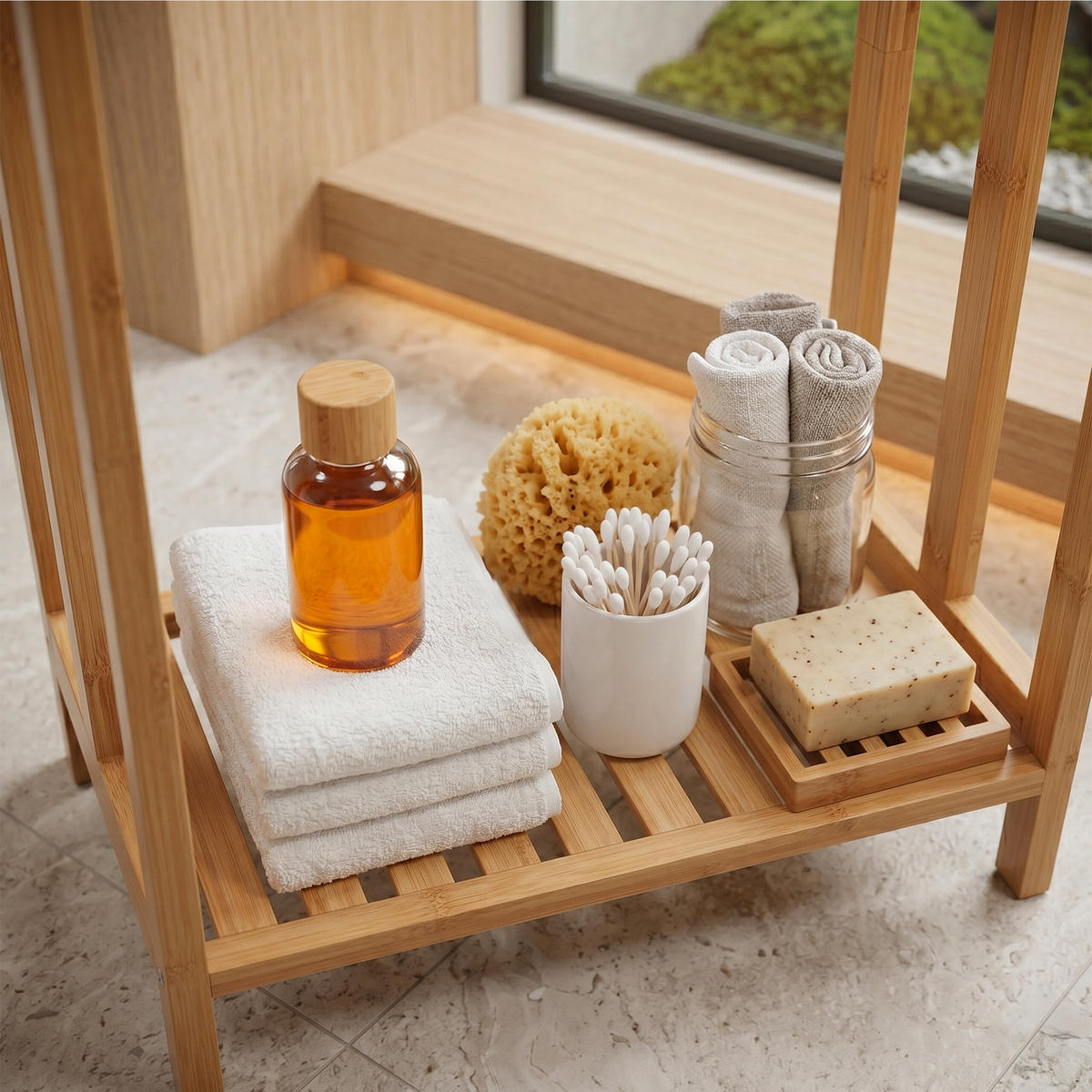 DRŽÁK ručníků - světle hnědá, kov/dřevo (46/86/24cm) - Relaxdays