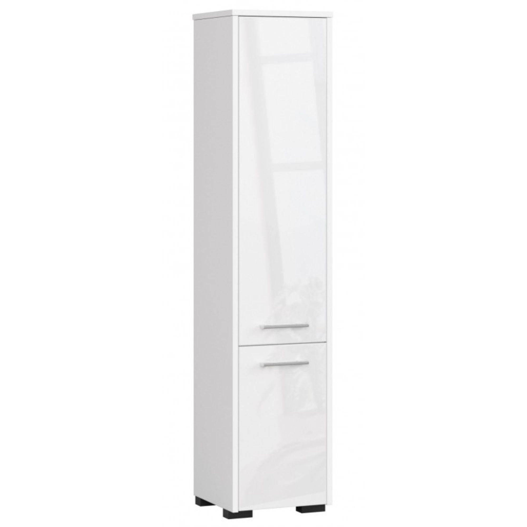 Akord Hochschrank Weiß, Weiß Hochglanz 30x140x30 cm