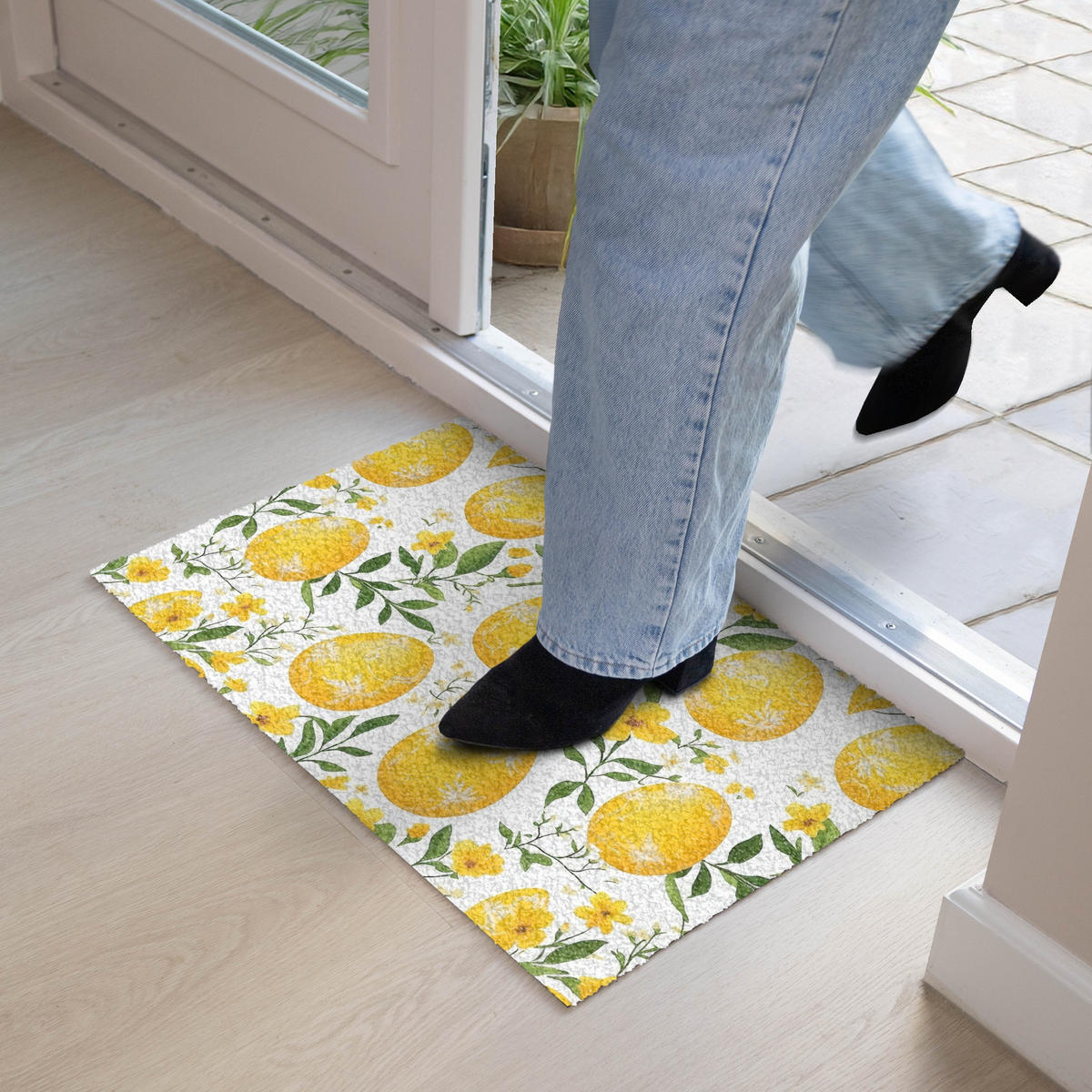 FUSSMATTE Blumen - Ostereier - Gelb 60x40 cm - Gelb, Kunststoff (40/60cm) - MuchoWow