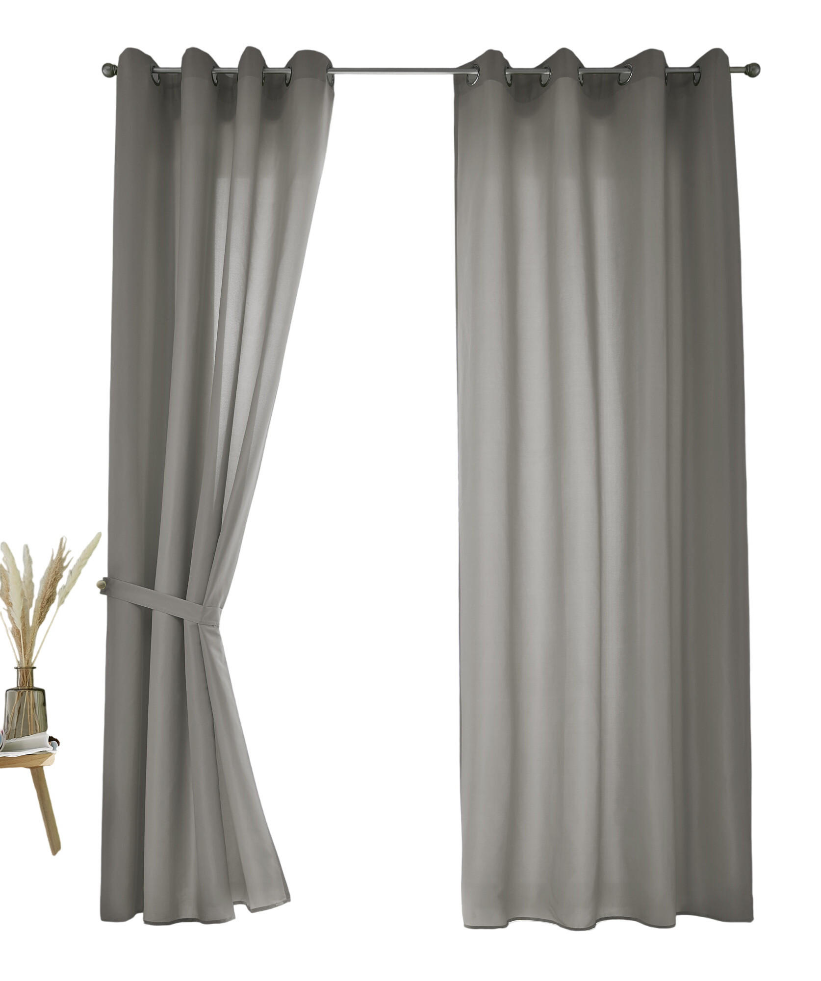 VORHANG 2ER SET BERLIN HxB 175x140cm Hellgrau - Hellgrau, Textil (140/175/175cm) - Gardinenbox
