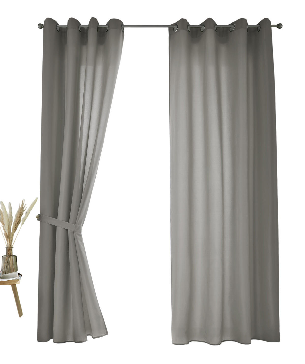 VORHANG 2ER SET BERLIN HxB 175x140cm Hellgrau - Hellgrau, Textil (140/175/175cm) - Gardinenbox