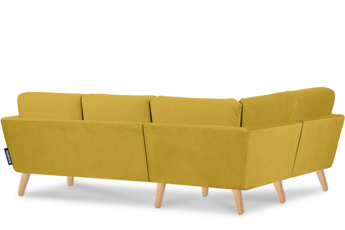 ECKSOFA-LINKS TAGIO 3/4 Sitzer, Gelb - Gelb/Braun, Buchenholz/Textil (220/181cm) - KONSIMO®