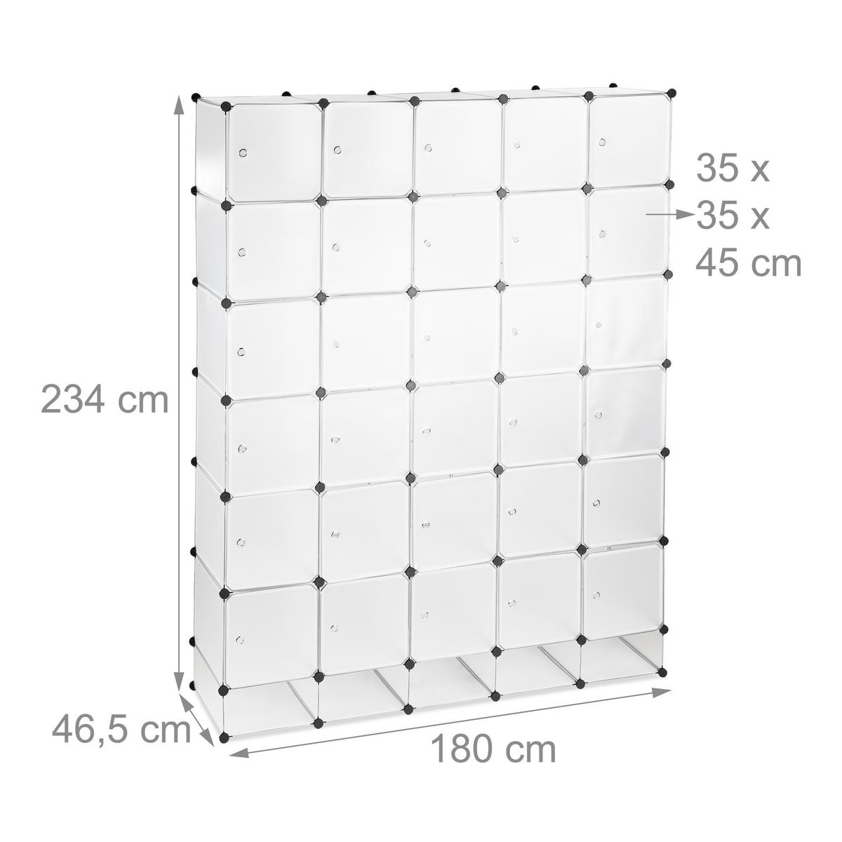 KLEIDERSCHRANK - Transparent, Kunststoff/Metall (180/234/46.5cm) - Relaxdays
