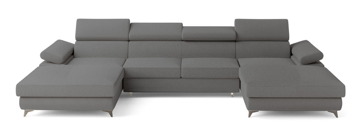 ROHOVÁ SEDAČKA DETTI šedá - šedá/černá, kov/dřevo (339/190cm) - MASSENO