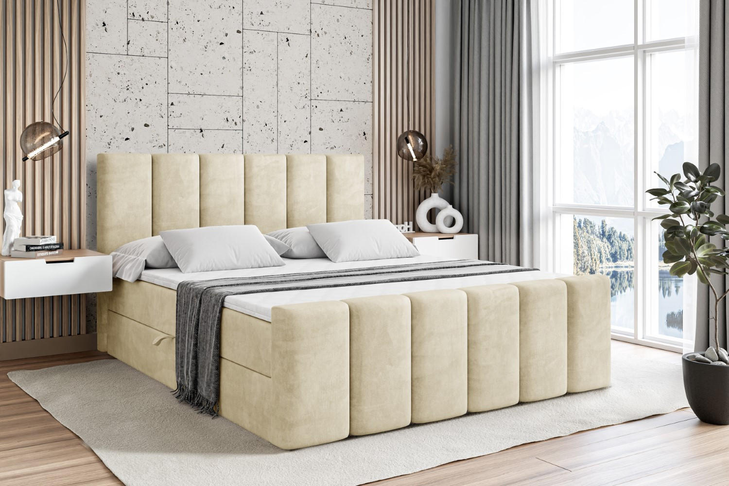 BOXBETT BOXI1-Z - 200x200 cm - H3 - Beige - Beige, Holzwerkstoff (200/200cm) - ALTDECOR