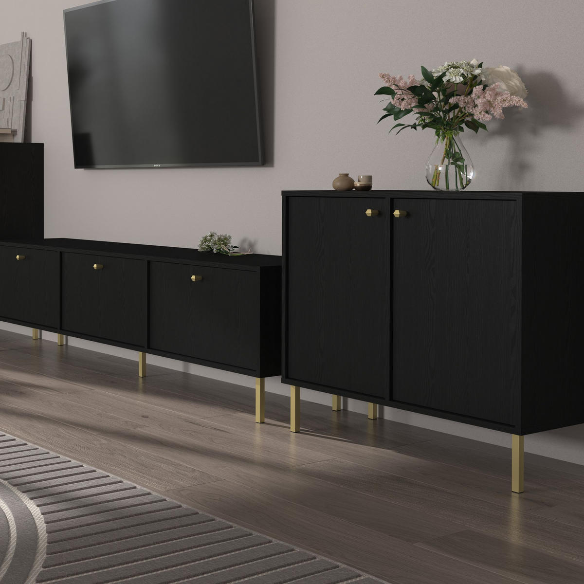 KOMMODE TORINO 84/74/41 cm mit 2 Türen Graphitfarben - Graphitfarben, Holzwerkstoff (84/74/41cm) - MASSENO