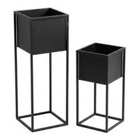 BLUMENTISCH 2er-Set quadratisch Schwarz - Schwarz, Metall (20/60/20cm) - EDENIA