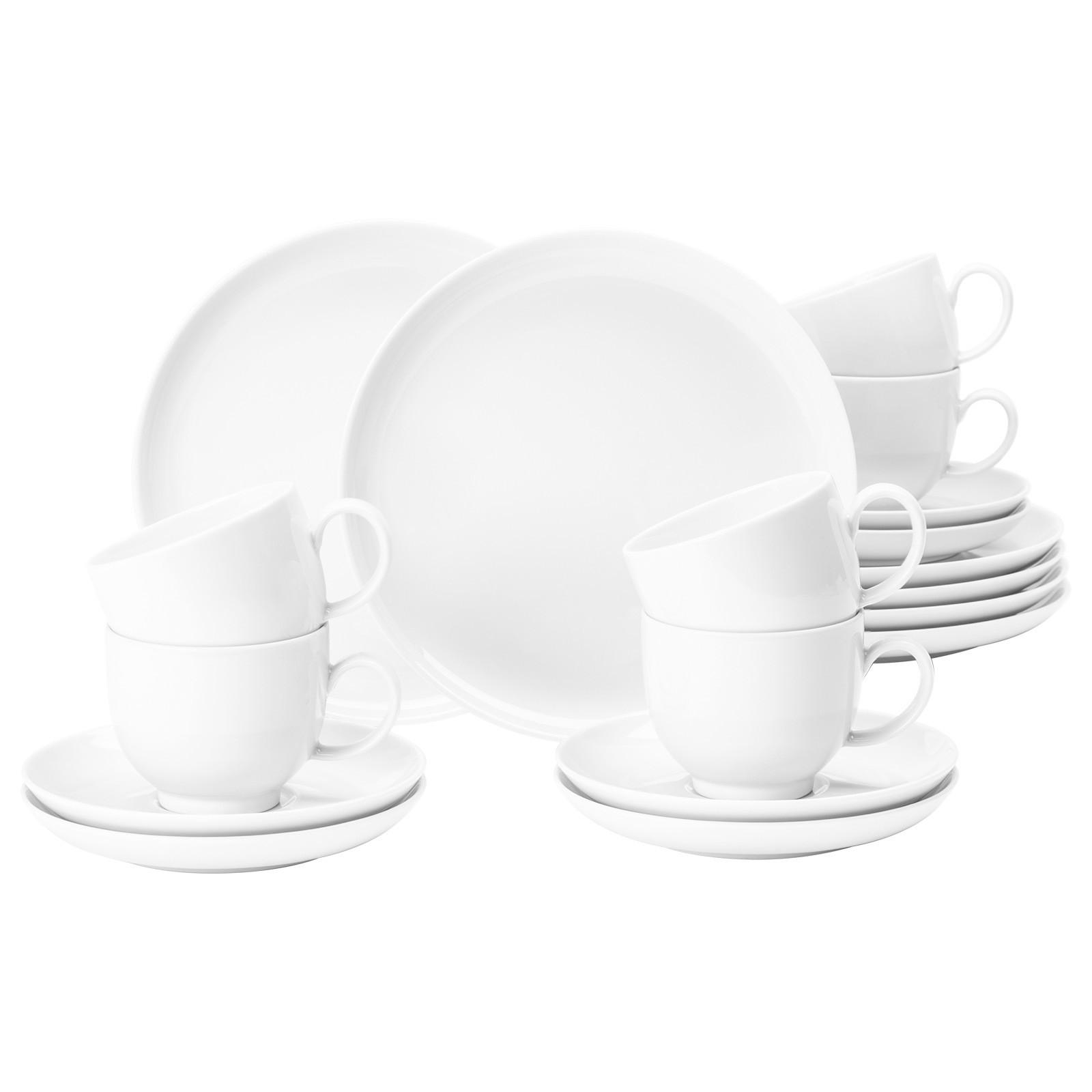 KAFFEESERVICE Lido Weiß weiß 18er Set - Weiß, Keramik (24/18.1/43cm) - Seltmann Weiden