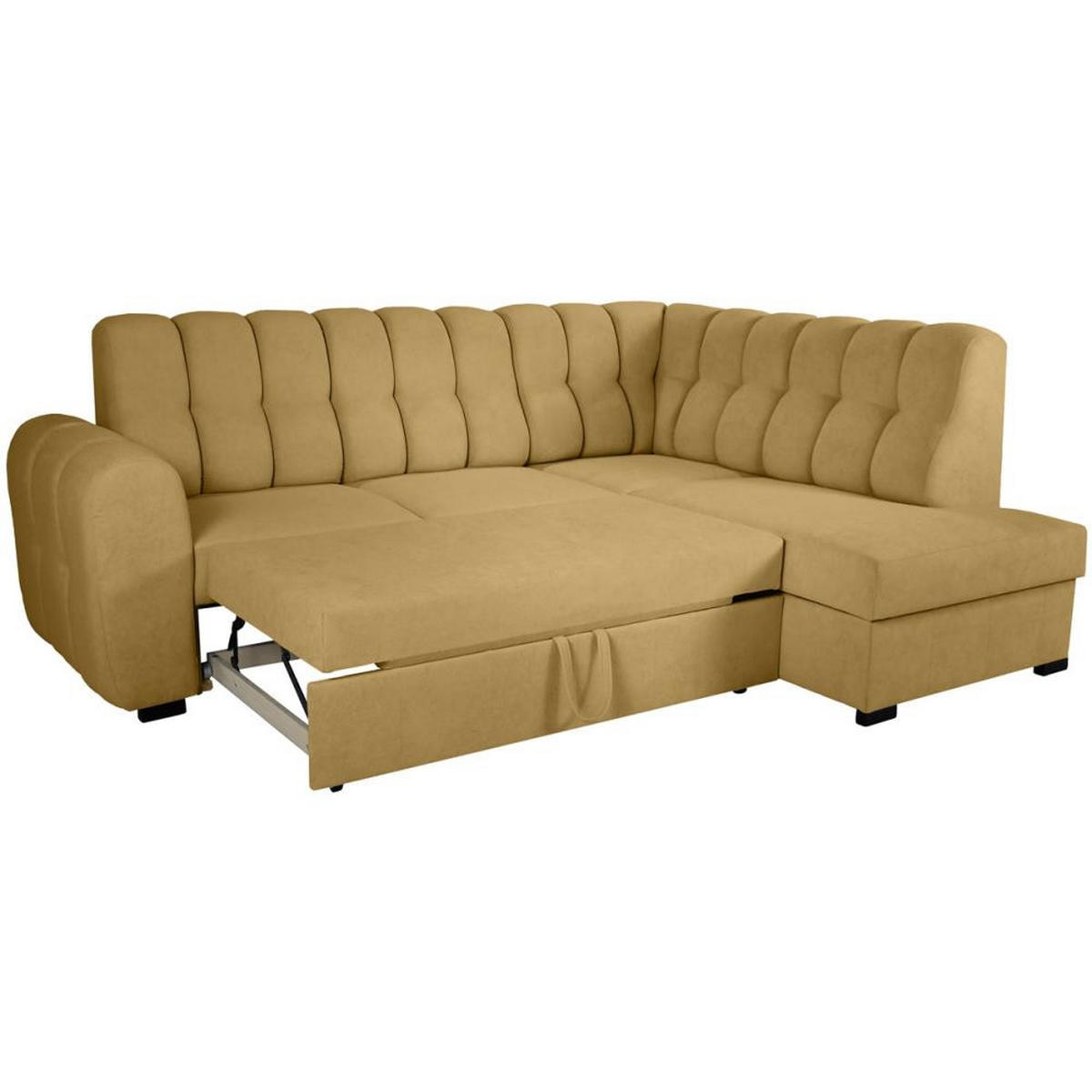 ECKSCHLAFSOFA Zoja rechts gelb - Gelb/Schwarz, Textil (261/193cm) - Beautysofa