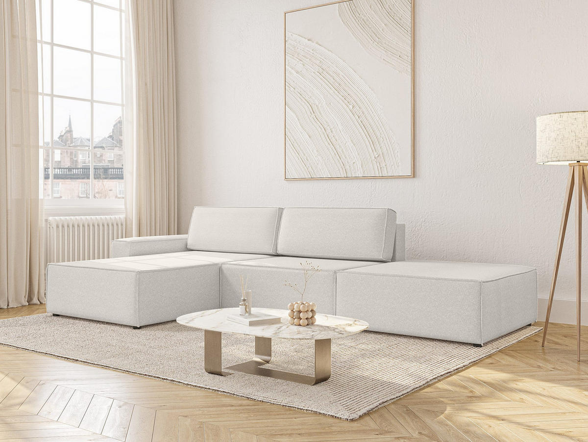 ECKSOFA Lummo Re mit Schlaffunktion, Cremeweiß - Weiß, Textil (323/185cm) - Fedve