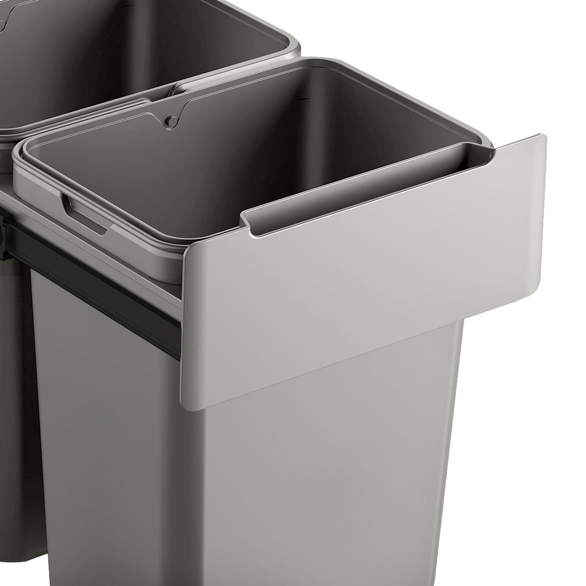 EINBAUMÜLLEIMER EM2x20 40L - Grau, Kunststoff (33.5/42/48cm) - SVITA