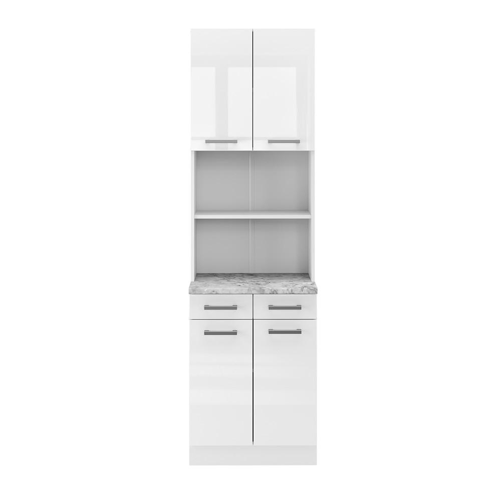 BUFFET R-Line Weiß Hochglanz 60 cm, AP Marmor - Weiß Hochglanz/Weiß, Holzwerkstoff (60/81.6/60cm) - Vicco