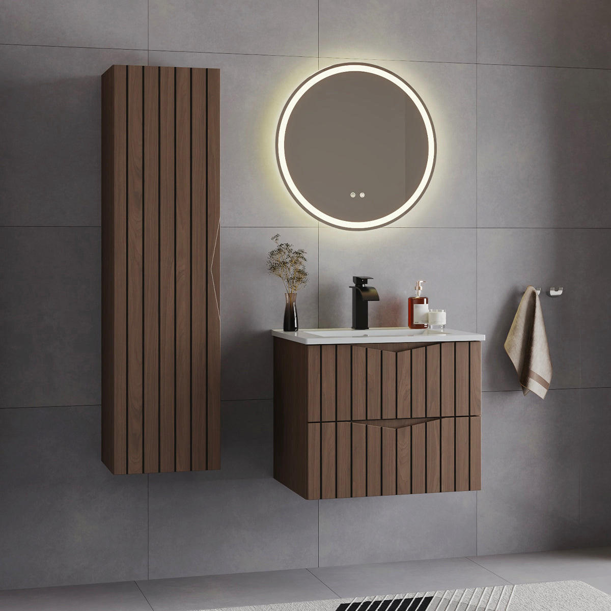 BADMÖBEL 60cm Siena 2er-Set Holz und Schwarz - Schwarz, Holzwerkstoff (60/50/45.8cm) - Petits-meubles