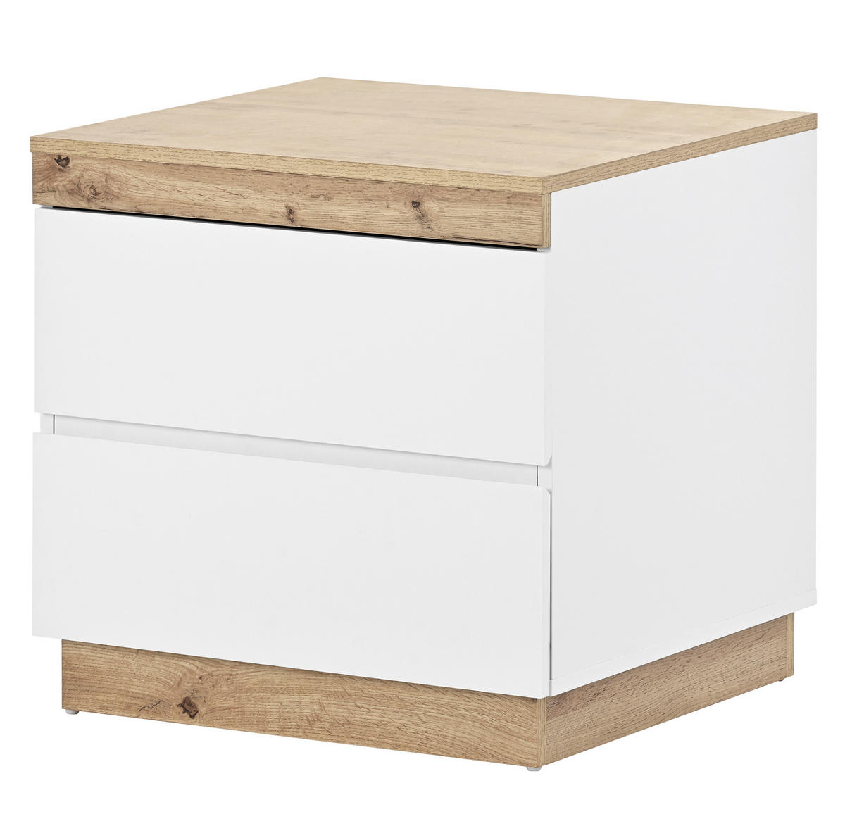 NACHTTISCH 2 Schubladen 50/40/55 cm weiß in Eicheoptik - Eichefarben, Holzwerkstoff (40/55/55cm) - OKWISH