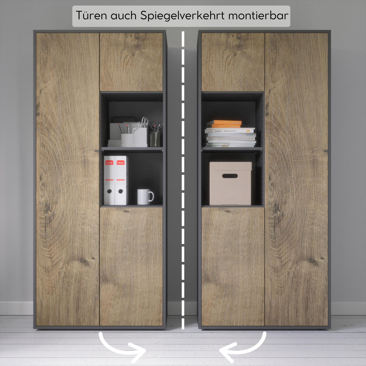 AKTENSCHRANK Amira T20 Eiche Ribbeck 180/80/40 cm - Alteiche, Holzwerkstoff (80/180/40cm) - SIMPLYFURN