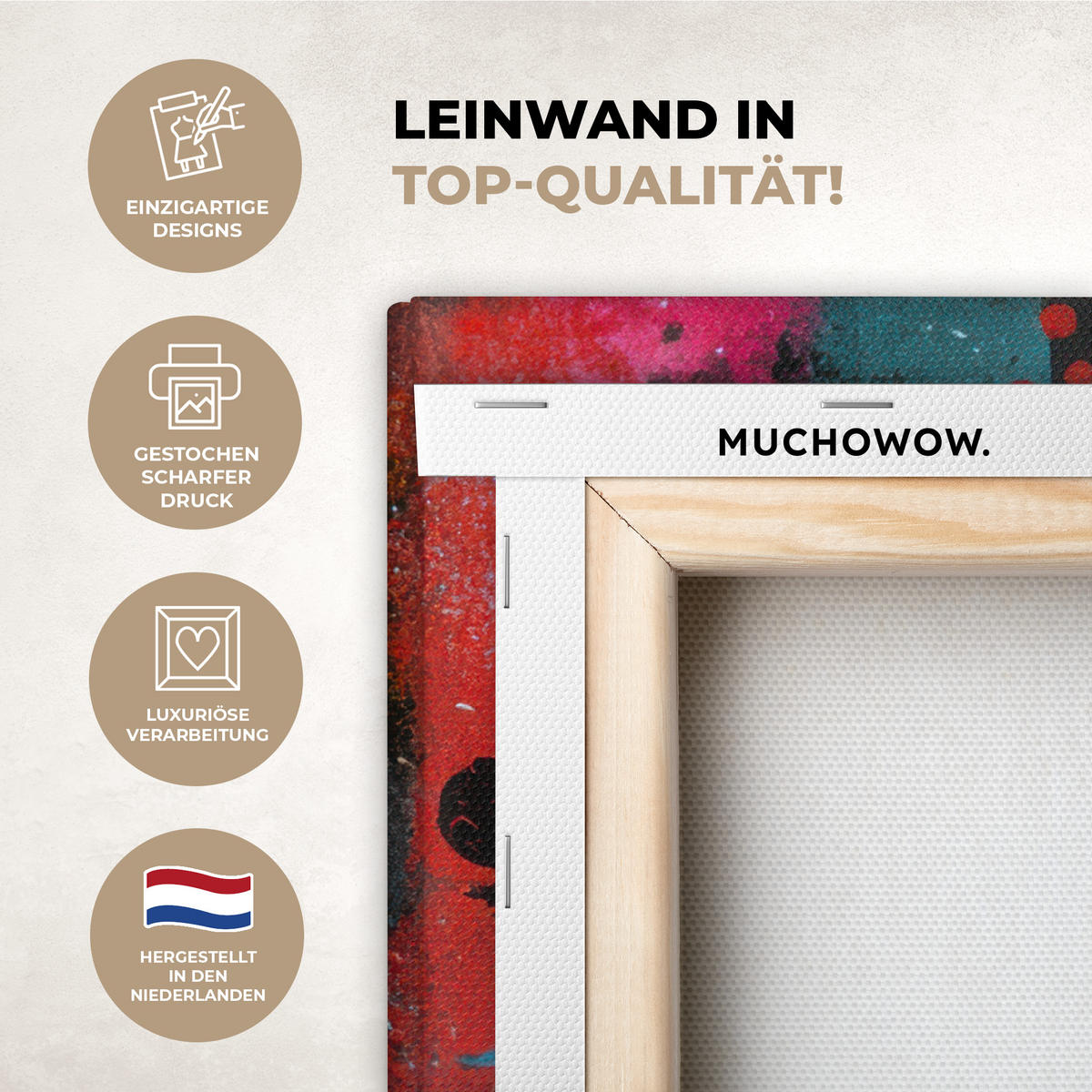 LEINWANDBILD Farbflächen - Formen - Bunt - Abstrakt Wandbild Wohnzimmer 50x50 cm - Pink, Textil (50/50cm) - MuchoWow