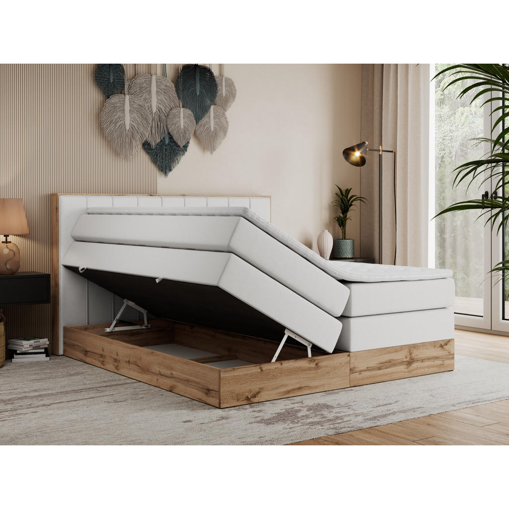 Thumbnail - MKS Boxspringbett, Weiß, Textil, 2-Sitzer, H4, Rechteckig, 180x200 cm, Schlafzimmer, Betten, Boxspringbetten