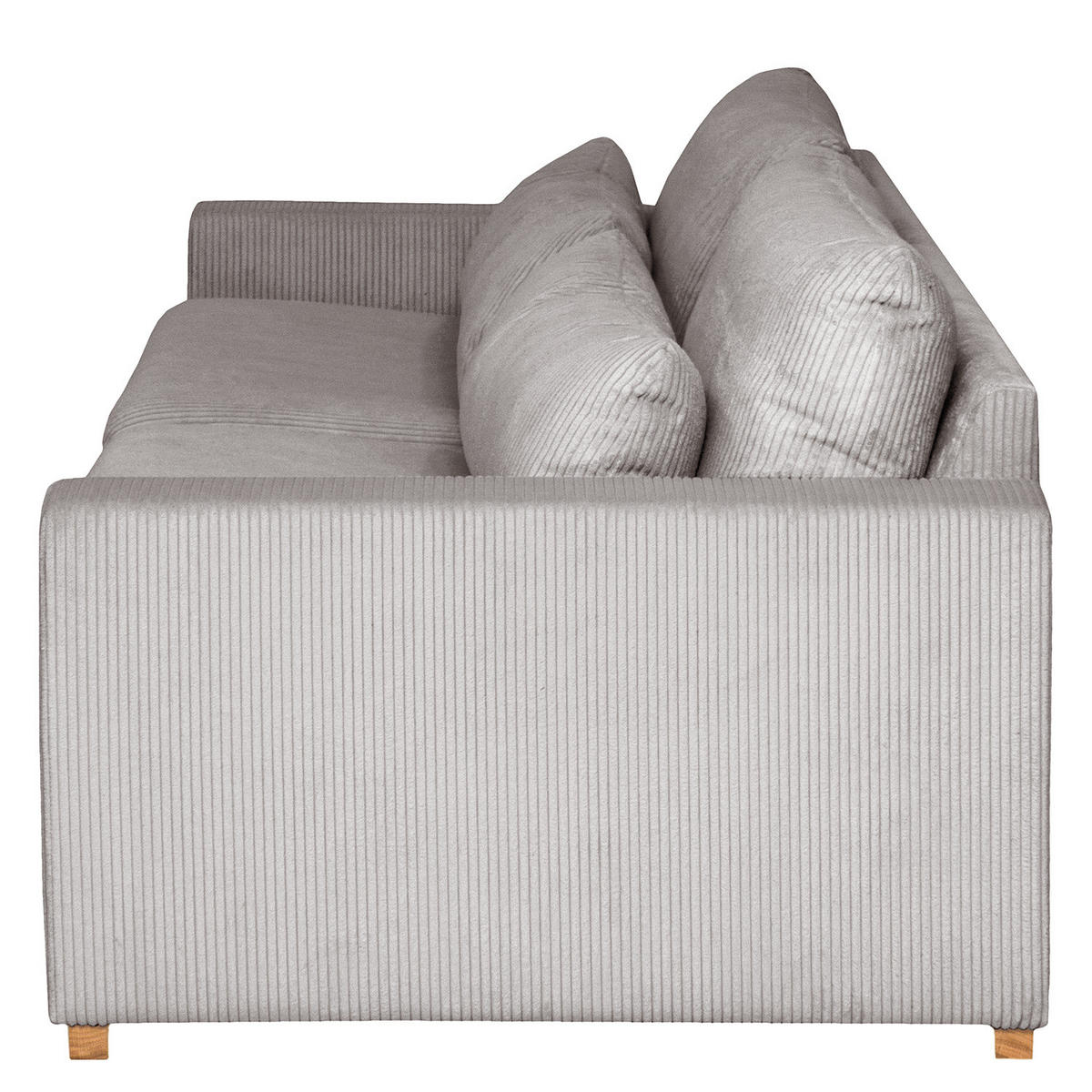 BIGSOFA - Eichefarben/Hellgrau, Eichenholz/Textil (240/82/104cm) - home24