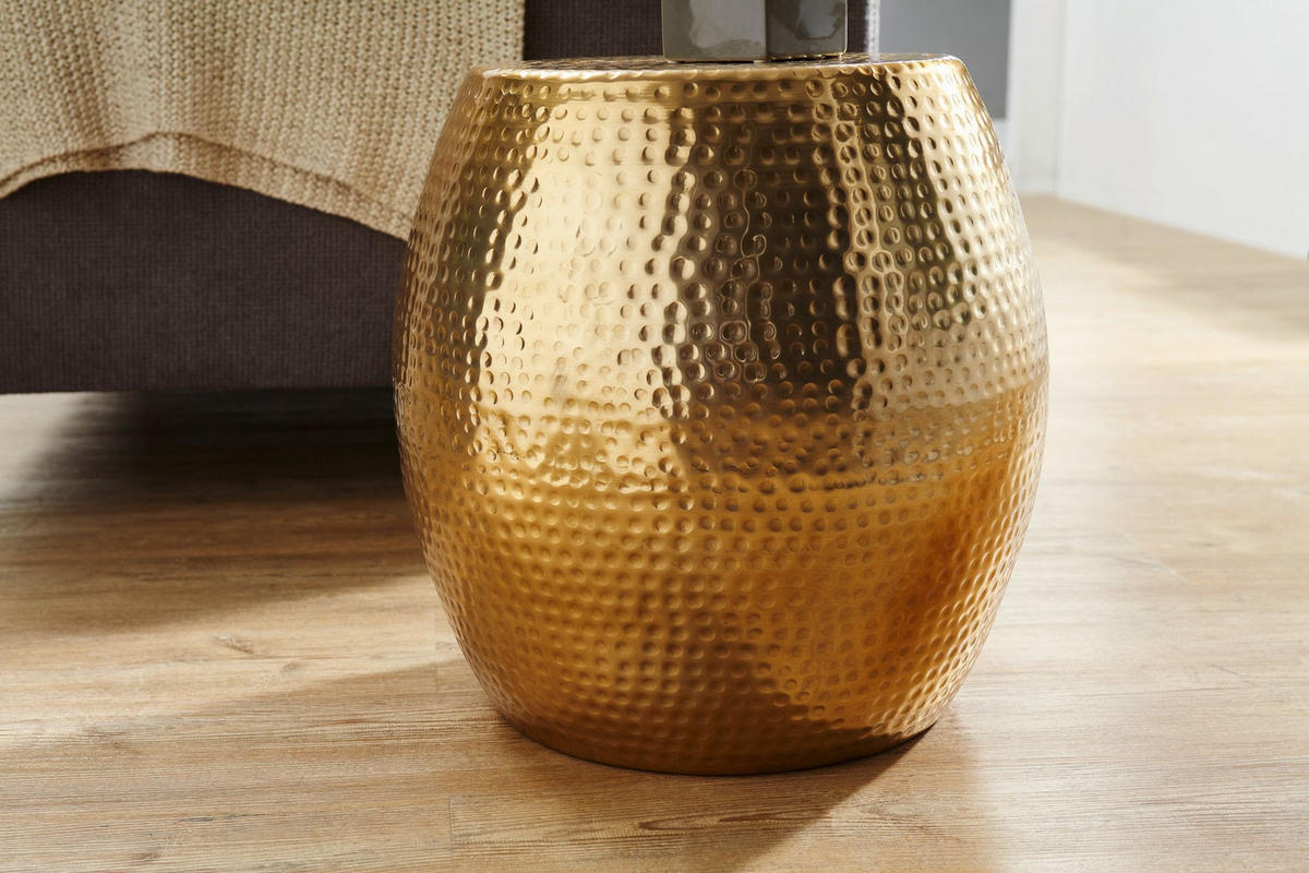 BEISTELLTISCH Aluminium Hammerschlag ENNS, Gold 42x42x42 cm - Goldfarben, Metall (42/42/42cm) - KADIMA DESIGN