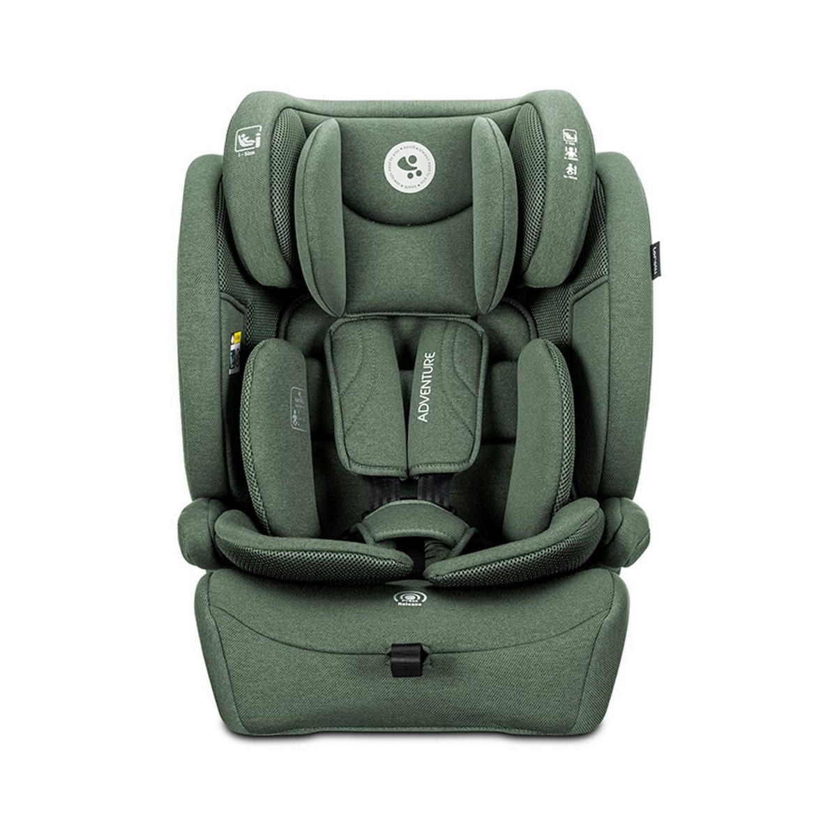 KINDERSITZ Adventure (76-150 cm) dunkelgrün Kopfstütze verstellbar, bis 36 kg, i-Sze, Polyester, Sicherheitsgurt - Grün, Kunststoff (46/78/40cm) - Lorelli