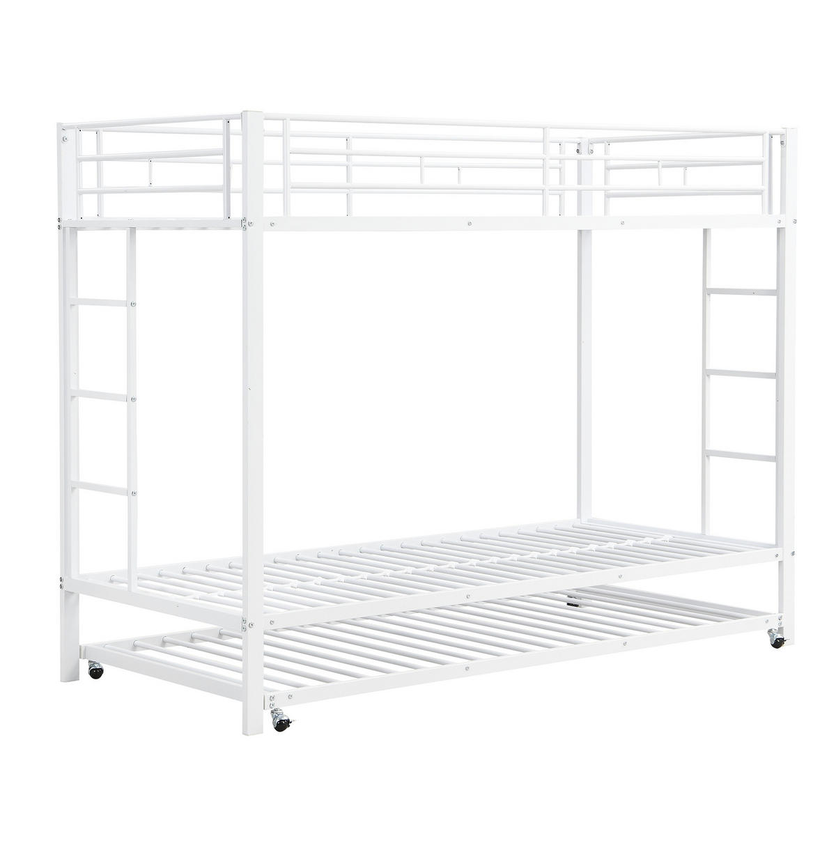 ETAGENBETT mit Ausziehbett 90x200 cm Metall Weiß - Weiß, Metall (90/200cm) - Beauniv