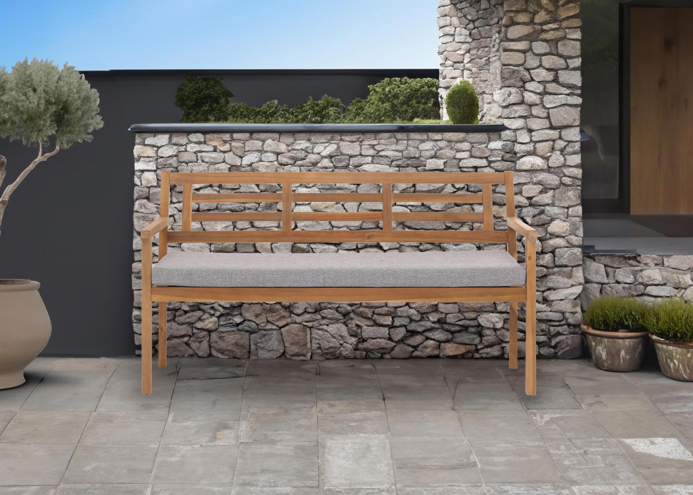 GARTENBANK Grau - Grau, Holz (145/82/59cm) - MCW