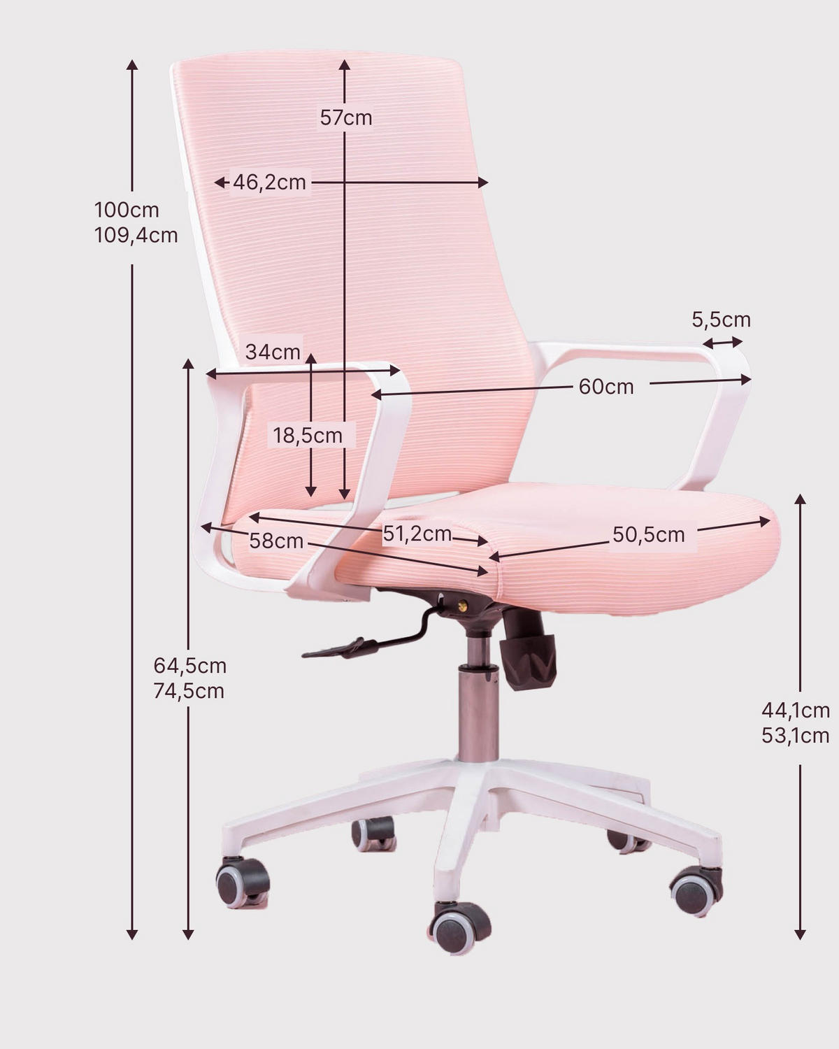 SCHREIBTISCHSTUHL Textil Weiß - Weiß, Textil (60/100/58cm) - Nest Dream