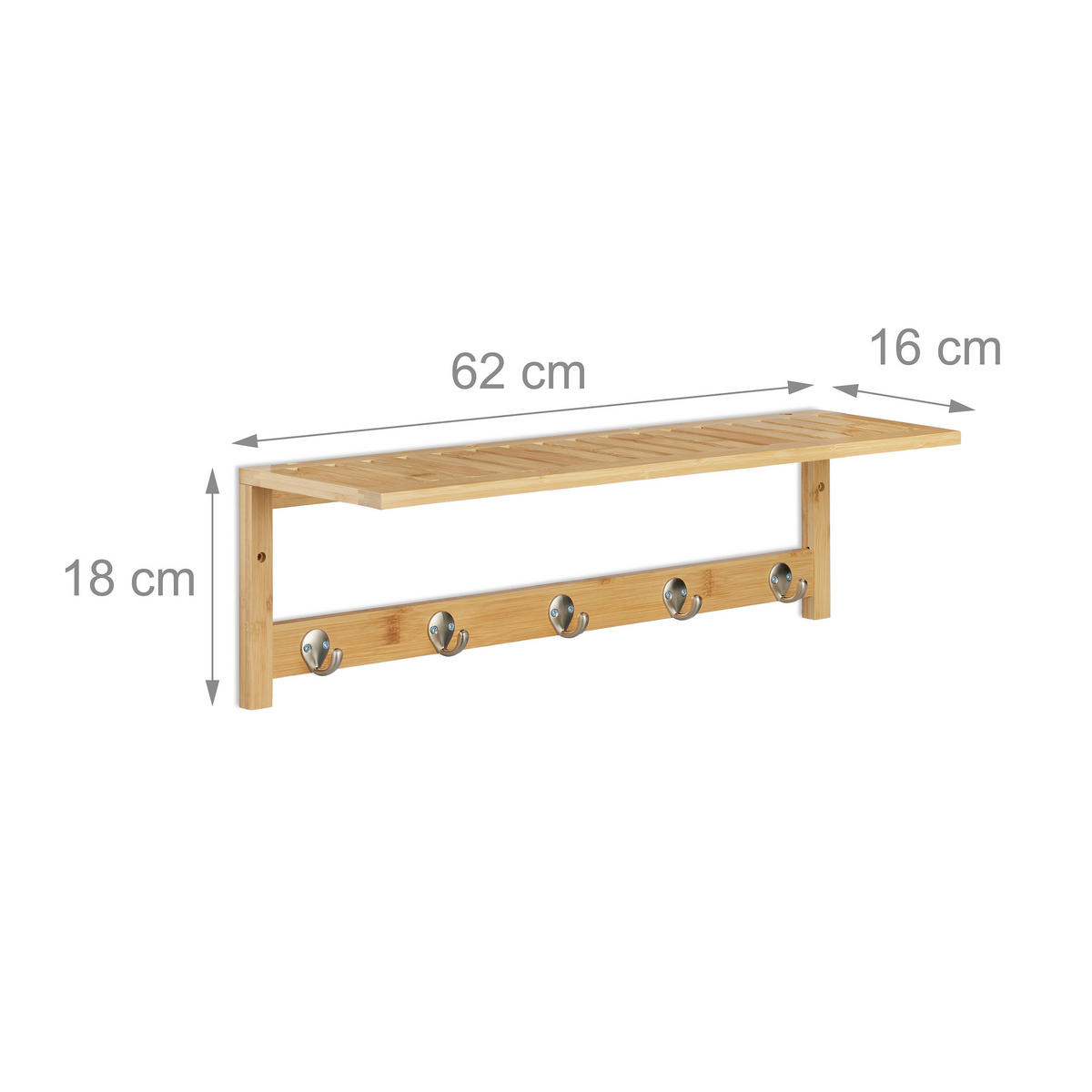 WANDREGAL - Hellbraun, Holz/Metall (62/18/16cm) - Relaxdays