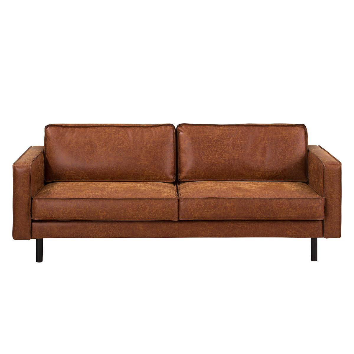 3-SITZER SOFA - Cognac/Schwarz, Leder/Textil (207/81/96cm) - home24