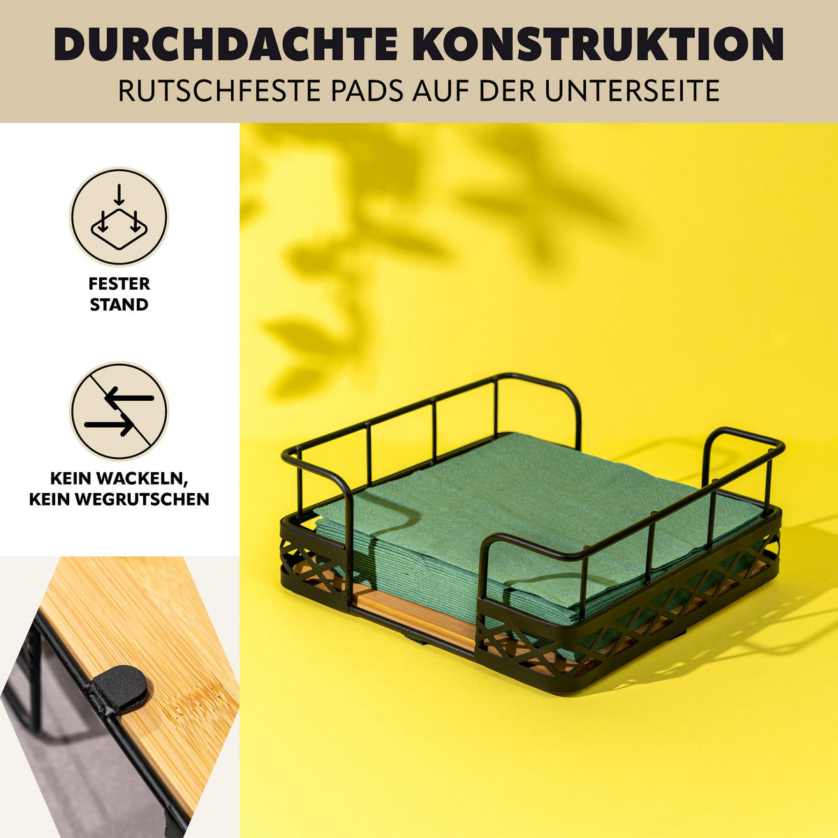 SERVIETTENHALTER, schwarz - Schwarz, Metall (19/19cm) - bremermann