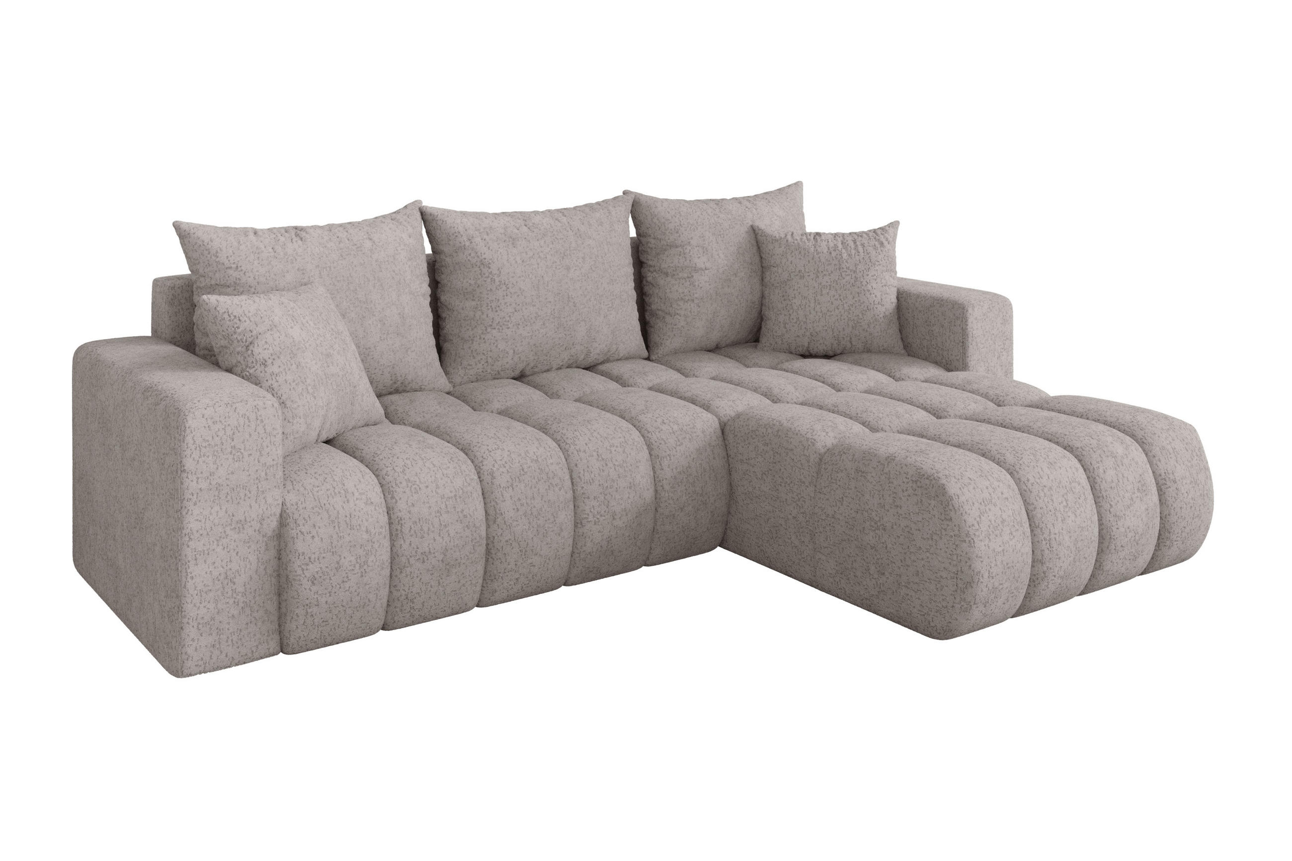 ROHOVÁ SEDAČKA s funkcí spaní, otoman vpravo MILA-L-v1 277x195x86 světle šedá velur - černá/světle šedá, kompozitní dřevo/textil (277/194cm) - ALTDECOR