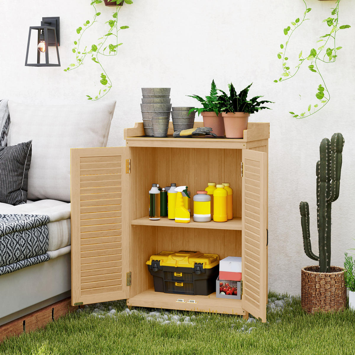 GARTENSCHRANK DE-09240 Gelb - Gelb, Holz (40/98.5/65.5cm) - ComfortXL